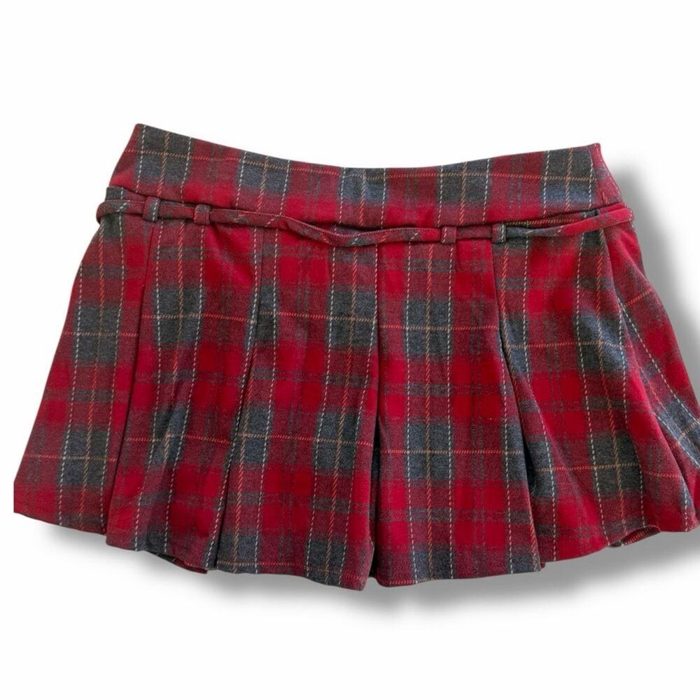 NWT Black Ibis Red & Black Plaid Pleated Skirt Skort Preppy Chic Womens Size L - Picture 2 of 7